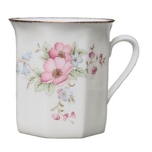 China Arts Co Ltd Taiwan Fine Bone China Coffee Mug Floral White Gold Pink